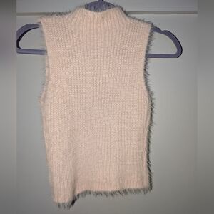Zara NWOT soft fuzzy sleeveless mock neck sweater. Trendy & Chic. Size Small